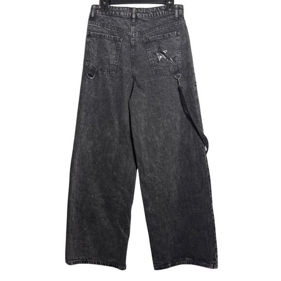 Hot Topic Black Star Wide Leg Jeans Oversized Denim Pants Grunge Goth Alt Punk - Picture 4 of 11